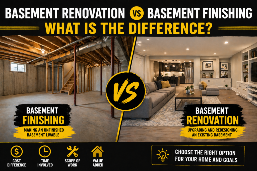 basement renovation vs basement finishing